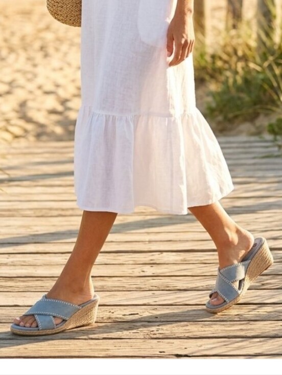 Sofft Shoes - SOFT Gray Suede Leather Wedge Slide Sandals  Sz 11M